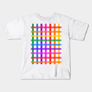 Bright rainbow plaid Kids T-Shirt